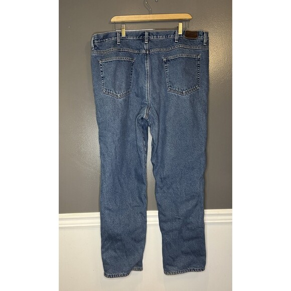 LL Bean Jeans Mens 42x32 Blue Classic Fit Fleece Lined Denim Pants Lined Winter - Picture 4 of 7